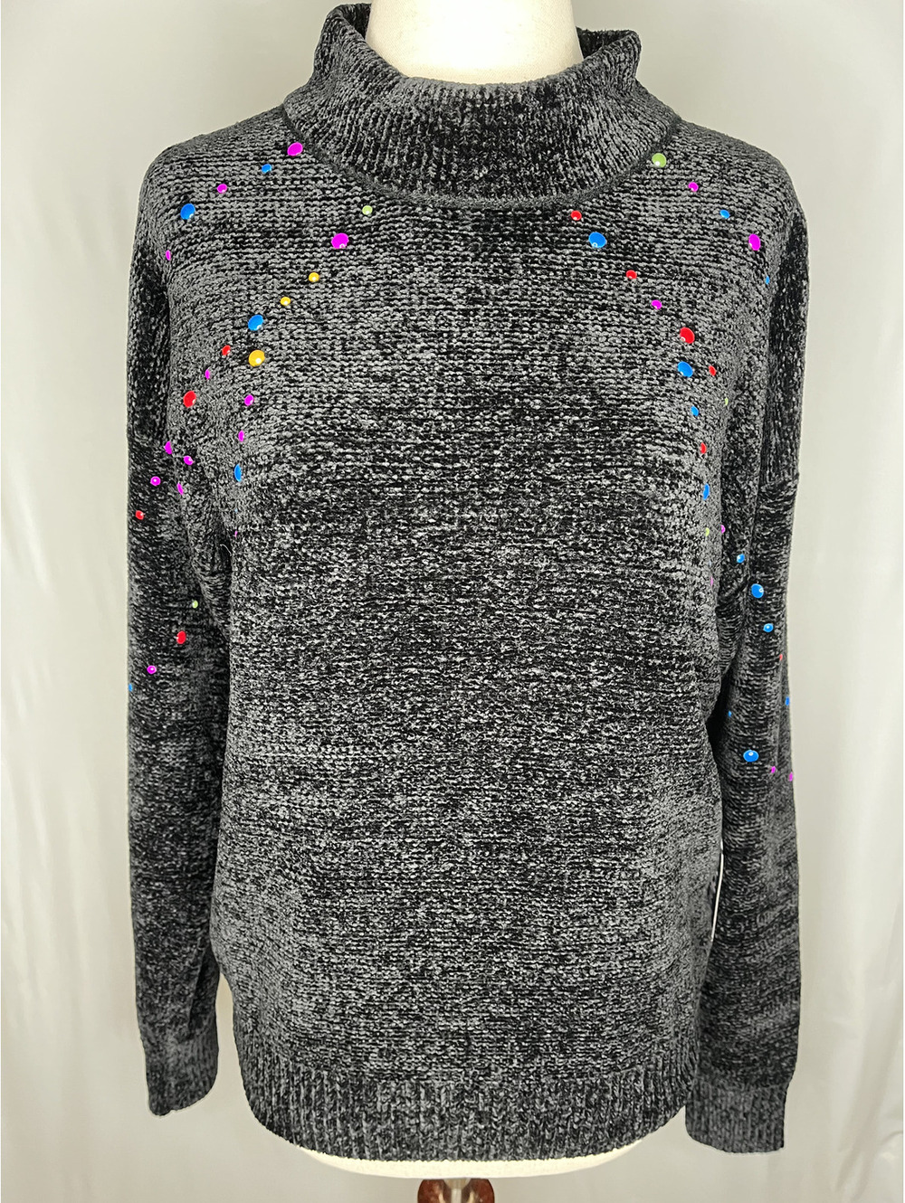 NWT ModCloth Women's Black/Deck the Halls with Glitz Mock Neck Sweater Size XS